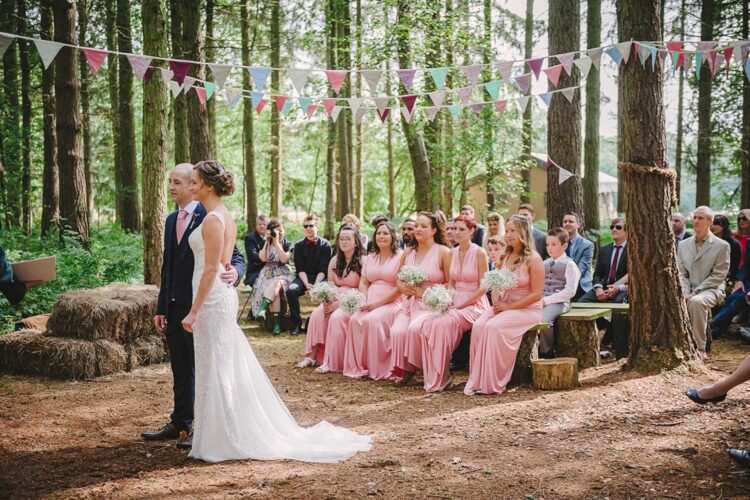 Outdoor wedding ceremony in forest