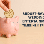 Piggy bank with wedding budget text