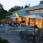 Outdoor seating at a winery.