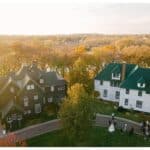 Aerial view of wedding venue.