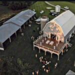 Aerial view of a barn venue.