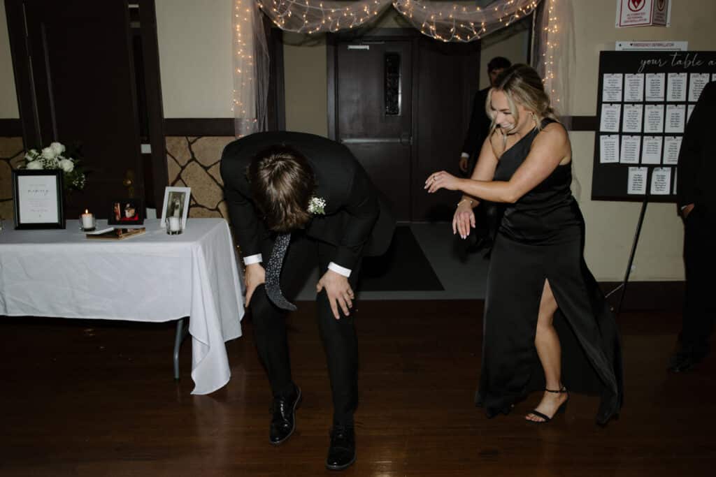 Formal event with dancing and laughter.