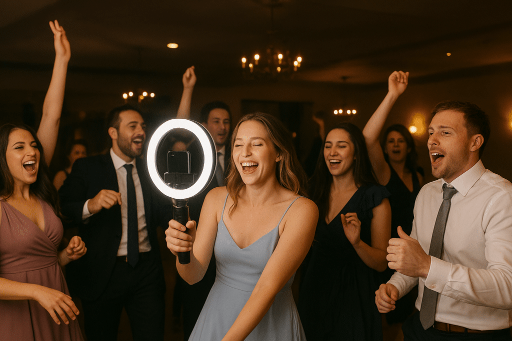 People dancing with a ring light.