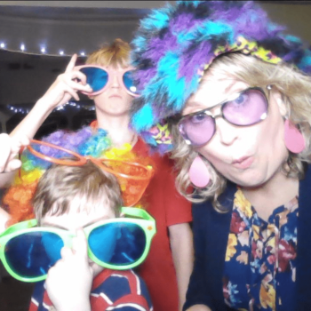 Colorful hats and oversized sunglasses.