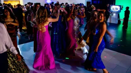 Colorful dresses at a dance party.