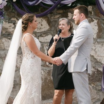 Wedding ceremony with floral decorations.